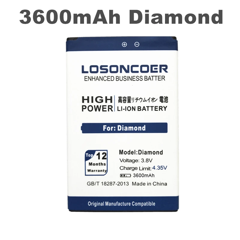 LOSONCOER High quality battery 3600mAh For Umi Diamond Battery For Umi Diamond X BatteyMobile