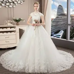 Винтаж кружево свадебное платье суд Поезд с Бисер Топ Vestidos De Novia бальное Свадебные платья 2019 Лидер продаж