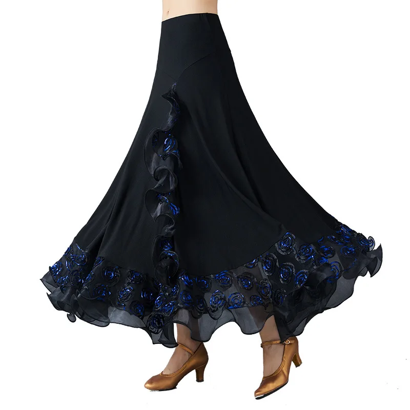 Женское платье для танцев, одежда для бальных танцев для девочек, взрослый костюм для современного танца, вальса, танго, бальных танцев, длинная юбка D0826