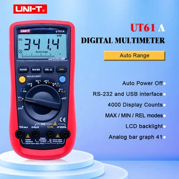 

Digital Multimeter UNI-T UT61A High Reliability Professional Electrical Handheld Tester CD Backlight & Data Hold Multitester