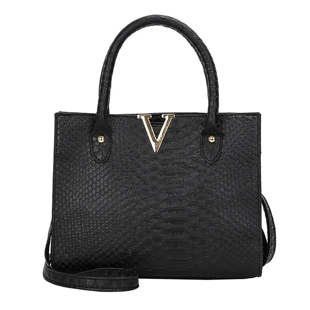 Aelicy, высокое качество, женские сумки на плечо, сумка-мессенджер, кожа, Аллигатор, узор,, сумка, Женская Повседневная Сумка-тоут, женская сумка - Цвет: Черный