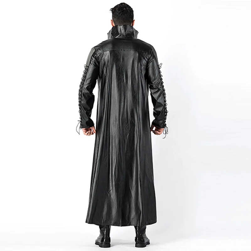 2018 New Adult Mens Halloween Vampire Costumes Faux Leather Outfits Fancy Party Devil Cosplay Dresses With Long Coat and Pants (3)