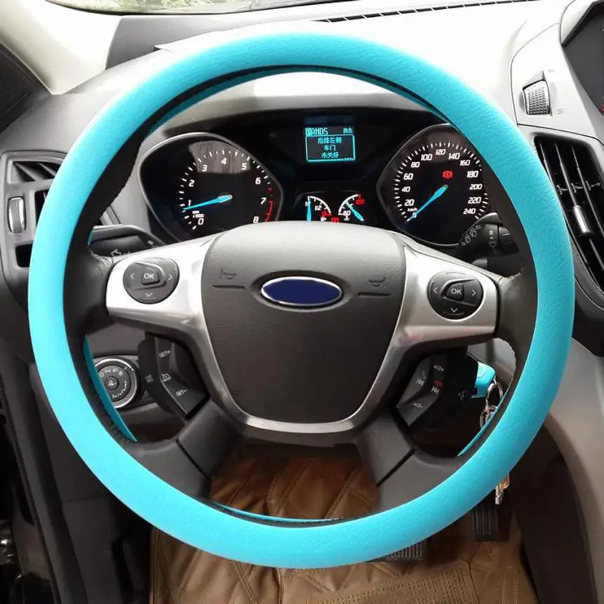 

Kongyide Anti-Slip Auto Decoration Texture Car High Elastic Silicone Steering Wheel Cover Apr5 Drop Ship