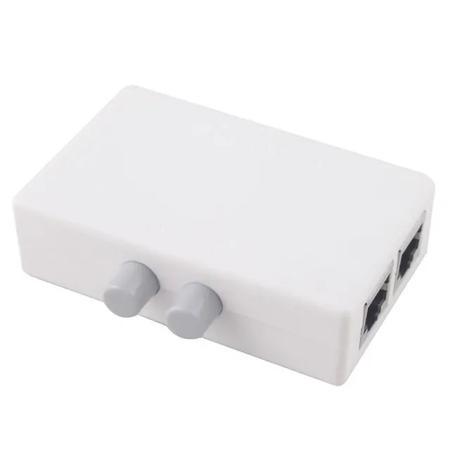 Mini Dual 2 Way Port RJ45 Network Manual Sharing Switch Switcher Box