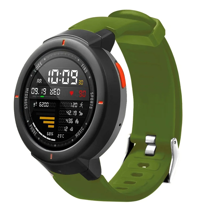 Для Amazfit Verge 3 ремешок силиконовый ремешок для часов сменный Браслет ремешки для часов напульсники ремешок для Xiaomi Huami Amazfit 3 - Цвет: Зеленый