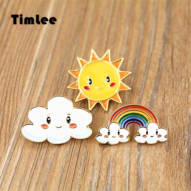 Timlee X358 Cartoon Sweet Sun Rainbow Cloud Metal Brooch Pins Wholesale Timlee X358 Cartoon Sweet Sun Rainbow Cloud Metal Brooch Pins Wholesale