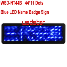WSD-NT44B Blue Color 44x11 Dots Scrolling Message Led Name Badge Single Color Rechargeable Led Name Tag For Even Hot Sales