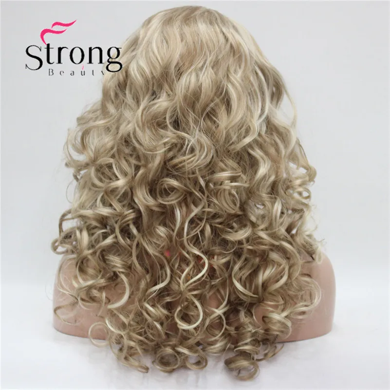 StrongBeauty длинный блондин выделяет кудрявые Тепло ОК синтетический парик с головной повязкой - Цвет: L16-613