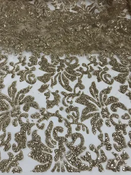 

high quality African French net tulle Lace Fabric for party Hot selling DiuDiu-91609 glued glitter lace fabric