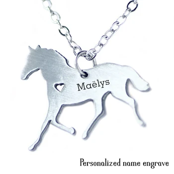 

Personalized Name Engrave Horse Necklace Lover Stallion Horseback Riding Stocking Stuffer Cute Choker Women Necklaces & Pendants