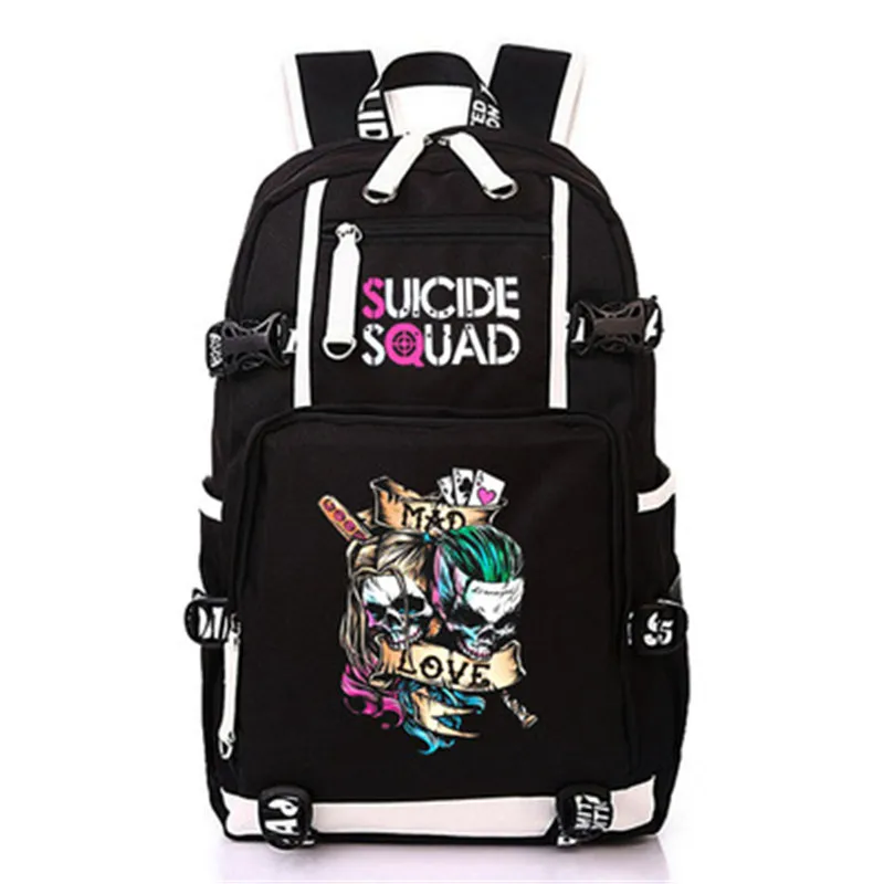 Cartoon DC Comics Suicide Squad Backpack Bag Harley Quinn The Joker Notebook Backpack Knapsack Trav