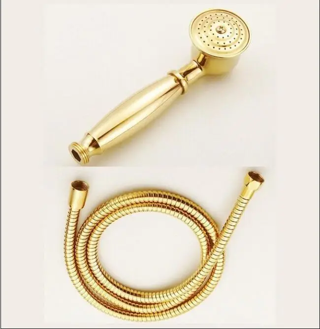 Gold Bathroom Shower Head 1.5 M Shower Hose Discount Package Hand held