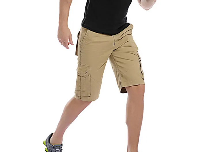 Новое поступление летние хлопковые мужские повседневные шорты с карманом по колено камуфляжные армейские-Зеленые Черные Серые Мужские