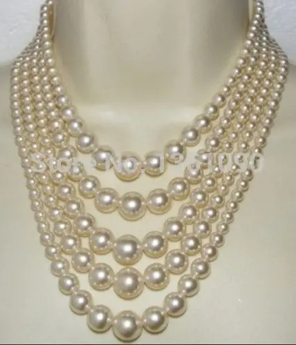 

000233 hot Cultured 7-11mm natural south sea white pearl necklace 17-22inch