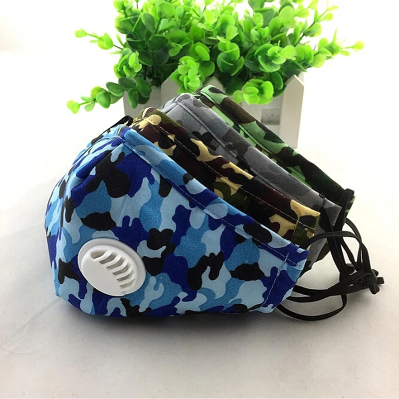 Camouflage Respirator PM2.5 Mouth Mask Valve Vertical Folding Nonwoven Valved Activated Carbon Anti Fog Dust Reusable Masks