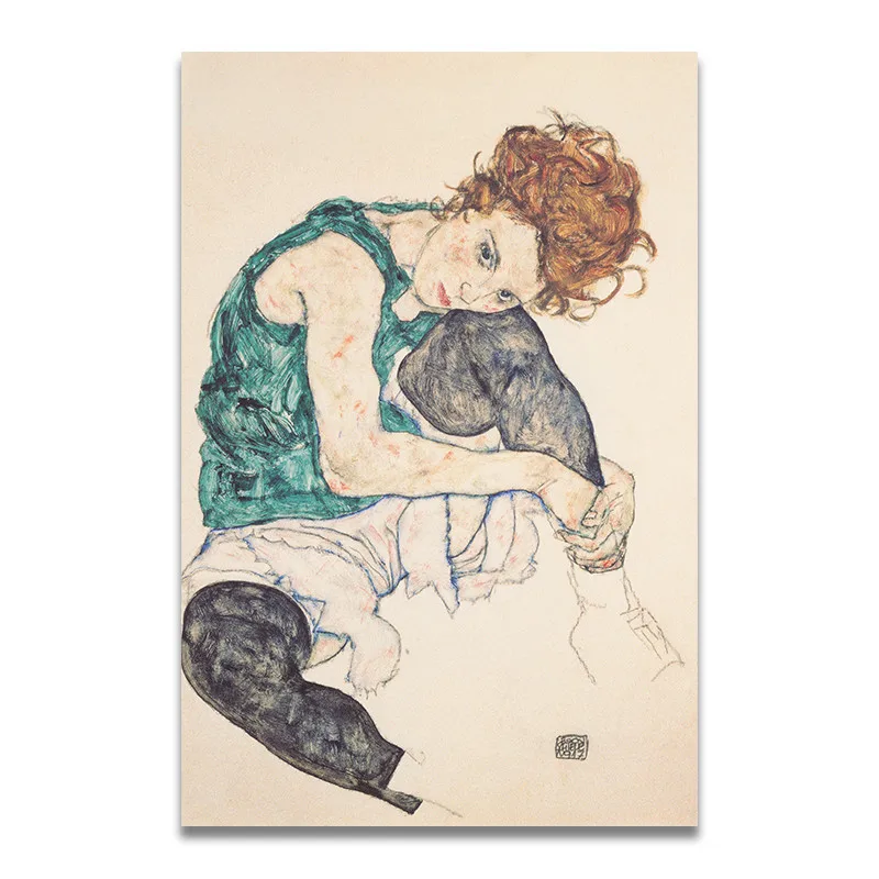 Egon Schiele тело цвет деление эскиз фигуры холст искусство печать живопись плакат, настенные картины для гостиной, домашний декор - Цвет: A