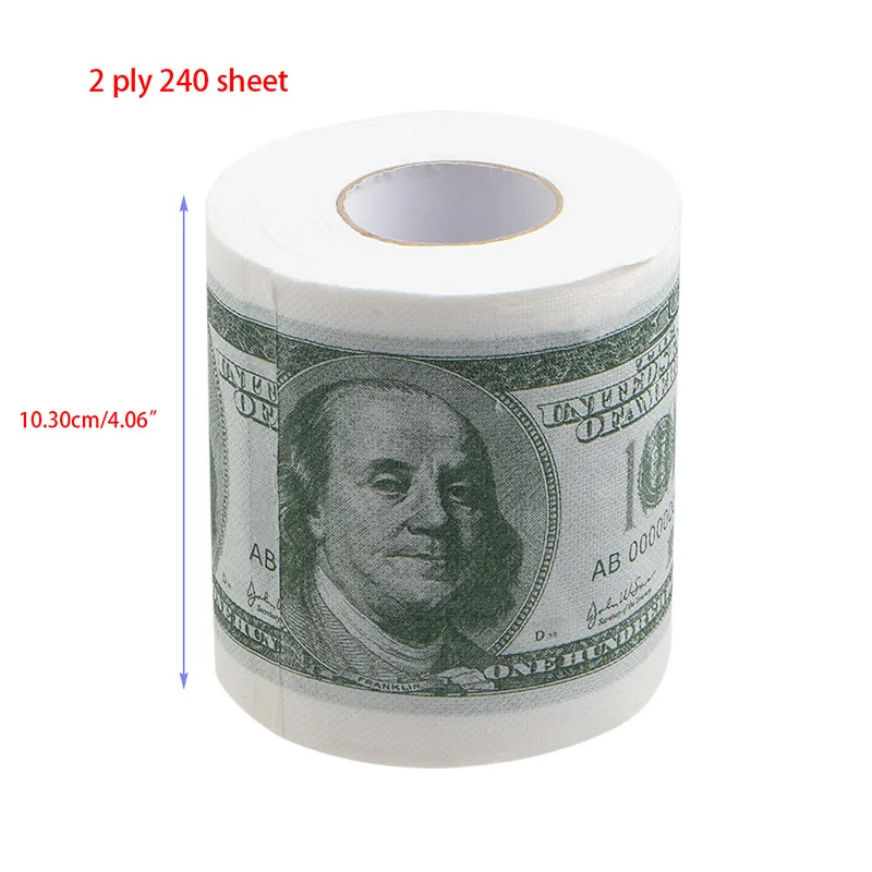1Pc Funny One Hundred Dollar Bill Toilet Roll Paper Money Roll 100 Novel Gift On Sale