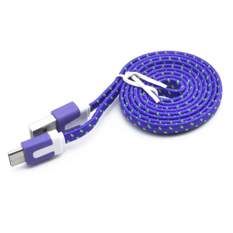 Purple Мини V8 разъем 3 фута веревка микро USB быстрое зарядное устройство провод зарядный кабель синхронизации данных для huawei Xiaomi Android 1 м/2 м/3 м - Цвет: Purple