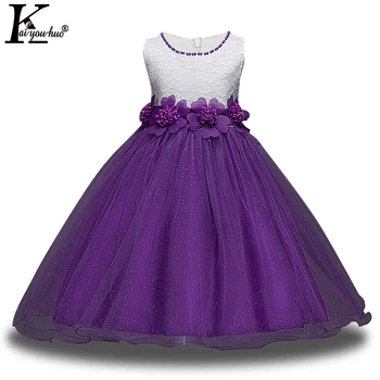 

Girls Flower Wedding Dress Vestidos 2018 Children Girls Clothes Kids Dresses For Girls Costume Summer Teenager Dress 4-14 Years