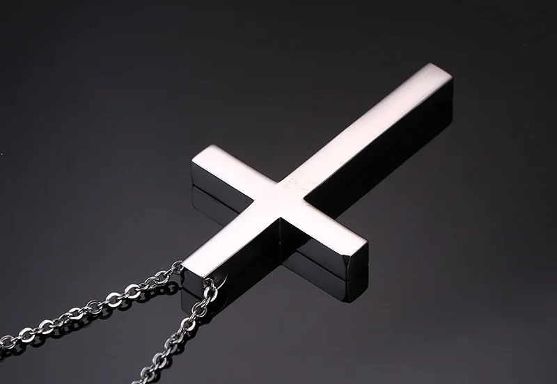 Серебряное ожерелье с подвеской в виде христианского креста из титановой стали для мужчин и женщин, минималистичное ювелирное изделие с цепочкой из нержавеющей стали 50 см