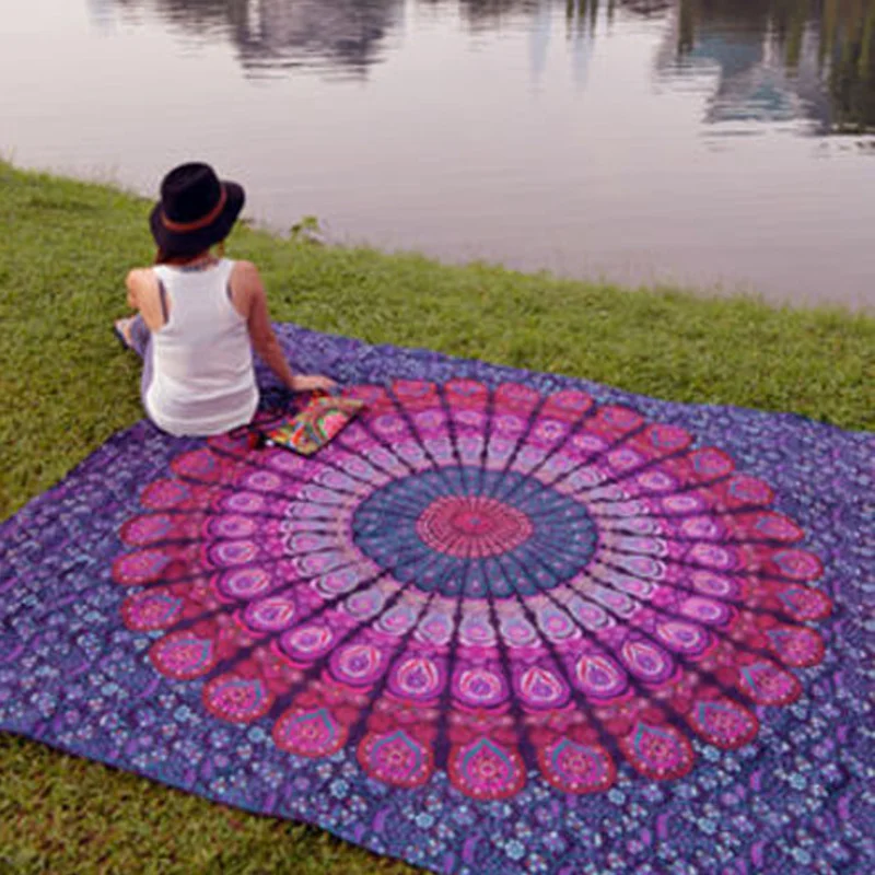 Large 200x150cm Mandala Indian Tapestry Wall Hanging Bohemian Beach Mat Polyester Blanket Yoga Home Bedroom Art Carpet | Дом и сад