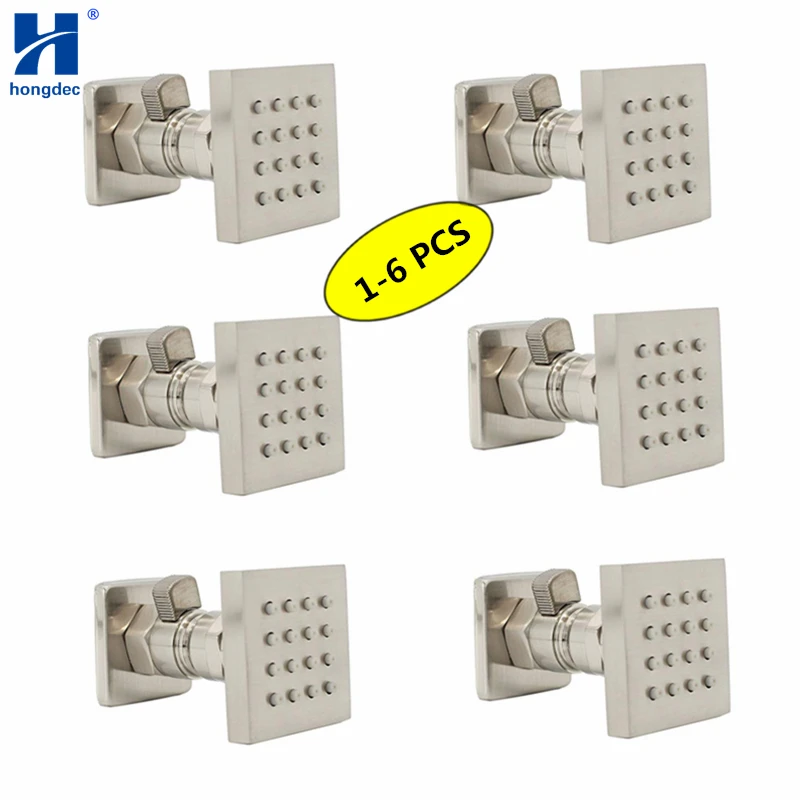 

Hongdec Bathroom 1-6pcs Brass Shower Body Jet Massage Sprayer With Shutoff Valve Brushed nickel