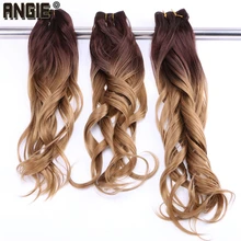 ANGIE 4/27, двухцветные волнистые синтетические волосы, плетенные пучки,, жаростойкие волосы для наращивания, кудрявые волосы, пряди, 1 шт