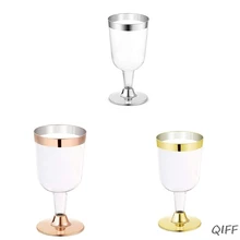6 шт 180 мл одноразовые бокалы для вина с золотой стороной бокалы пластиковые бокалы для шампанского Свадебные принадлежности для дня рождения бокалы для шампанского es