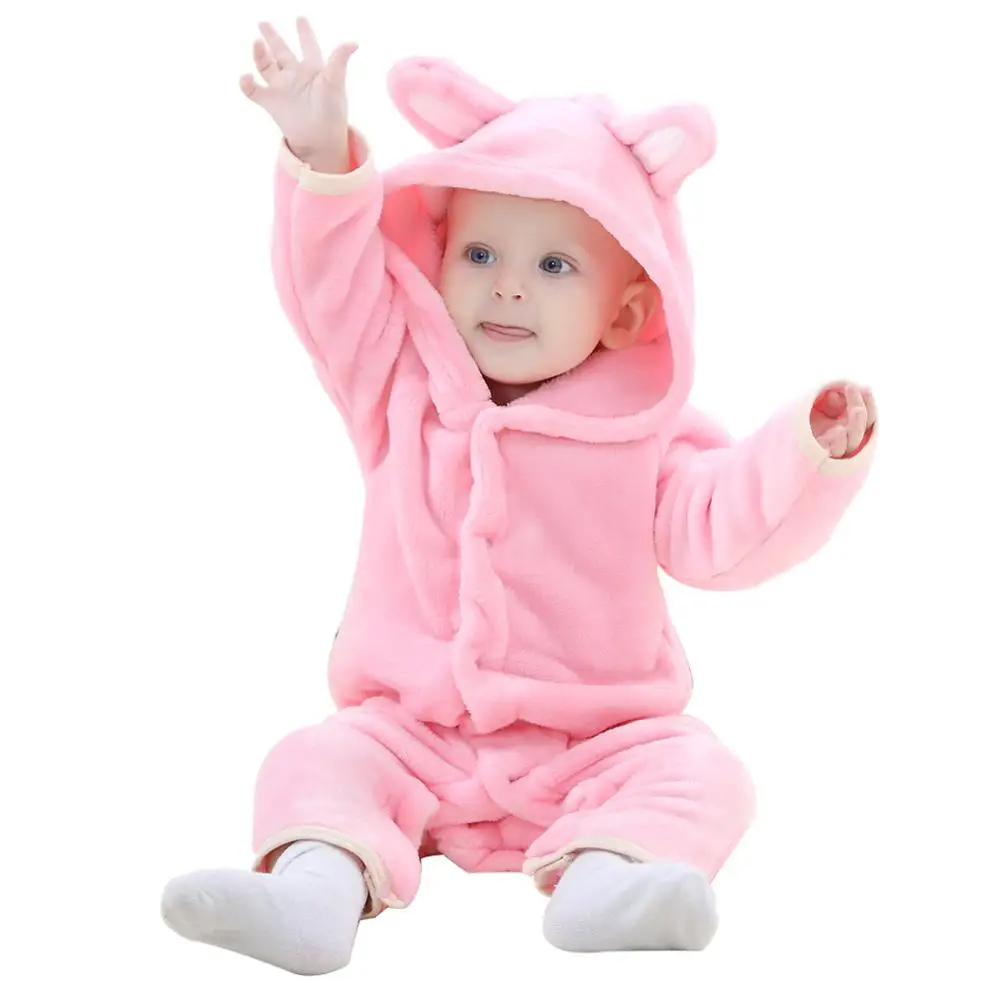 Одежда для малышей; комбинезоны Carter из кораллового флиса; сезон весна-осень; комбинезон с изображением животных для новорожденных; Комбинезоны для маленьких девочек; Одежда для маленьких мальчиков; комбинезон с медведем - Цвет: Pink