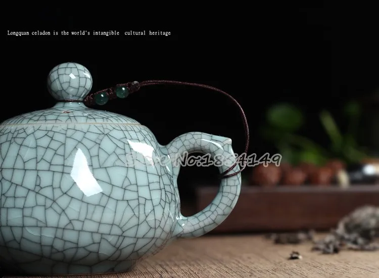 WIZAMONY набор из 3 предметов, высококачественный китайский чайный сервиз Longquan Celadon Di Kiln ручной работы, Подарочная посылка, фарфоровый чайный сервиз для кунг-фу