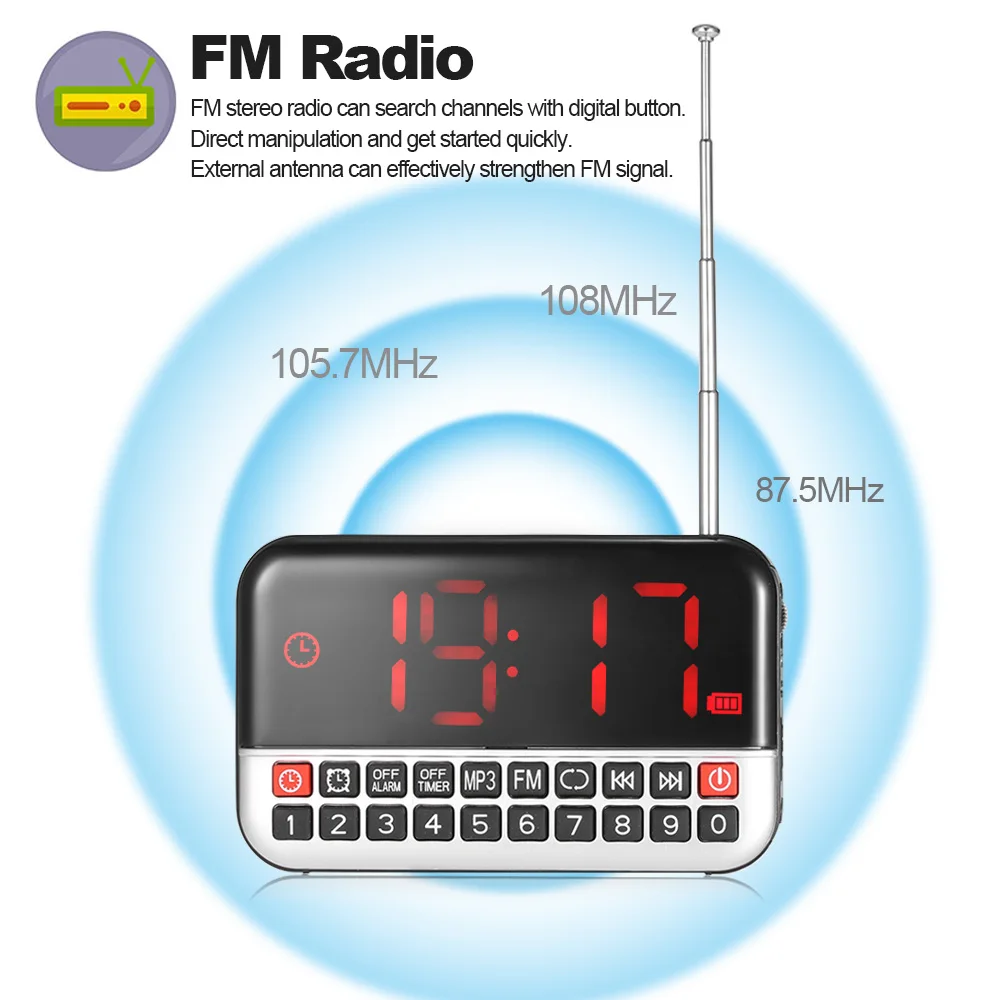 Многофункциональный светодиодный радио будильник Mp3 плеер таймер ЖК-дисплей динамик портативный Fm Настольные Цифровые Часы