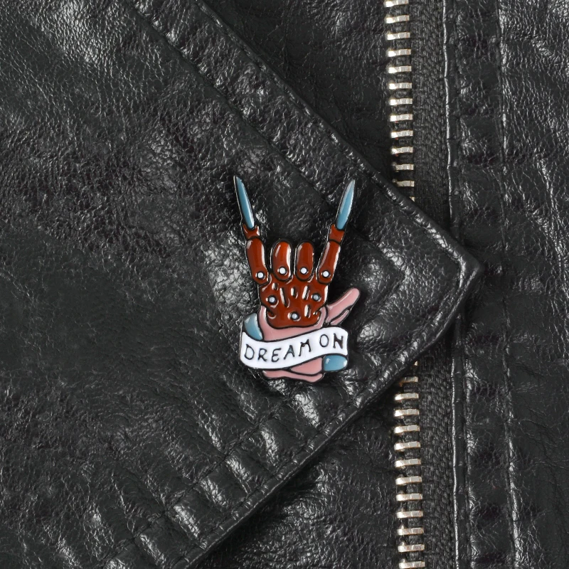 Зомби рогатая рука Corna Dream On Aerosmith Рок Панк Стивен Тайлер эмаль броши значок нагрудные булавки для рюкзака пальто