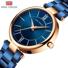 MINI FOCUS zegarki damskie wodoodporny niebieski stal nierdzewna marka luksusowa moda damska zegarek kwarcowy Relogio Feminino Montre Femme