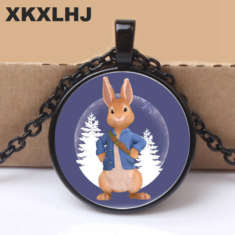 

HOT! Sale Cute Peter Rabbit Pendant Necklace for Women Alloy Glass Animal Necklace for Boys Girls Anime Children Accessorie