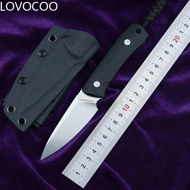 Baratos Cuchillo de hoja fija LOVOCOO, cuchillo D2 de acero G10, Mango para caza al aire libre, bolsillo de supervivencia, cocina, fruta, cuchillos, herramientas prácticas edc