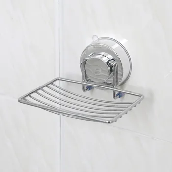 

Strong Suction Removable Soap Dish Holder Basket Tray Bathroom Kitchen Electroplated Iron Soap Organizer Rack