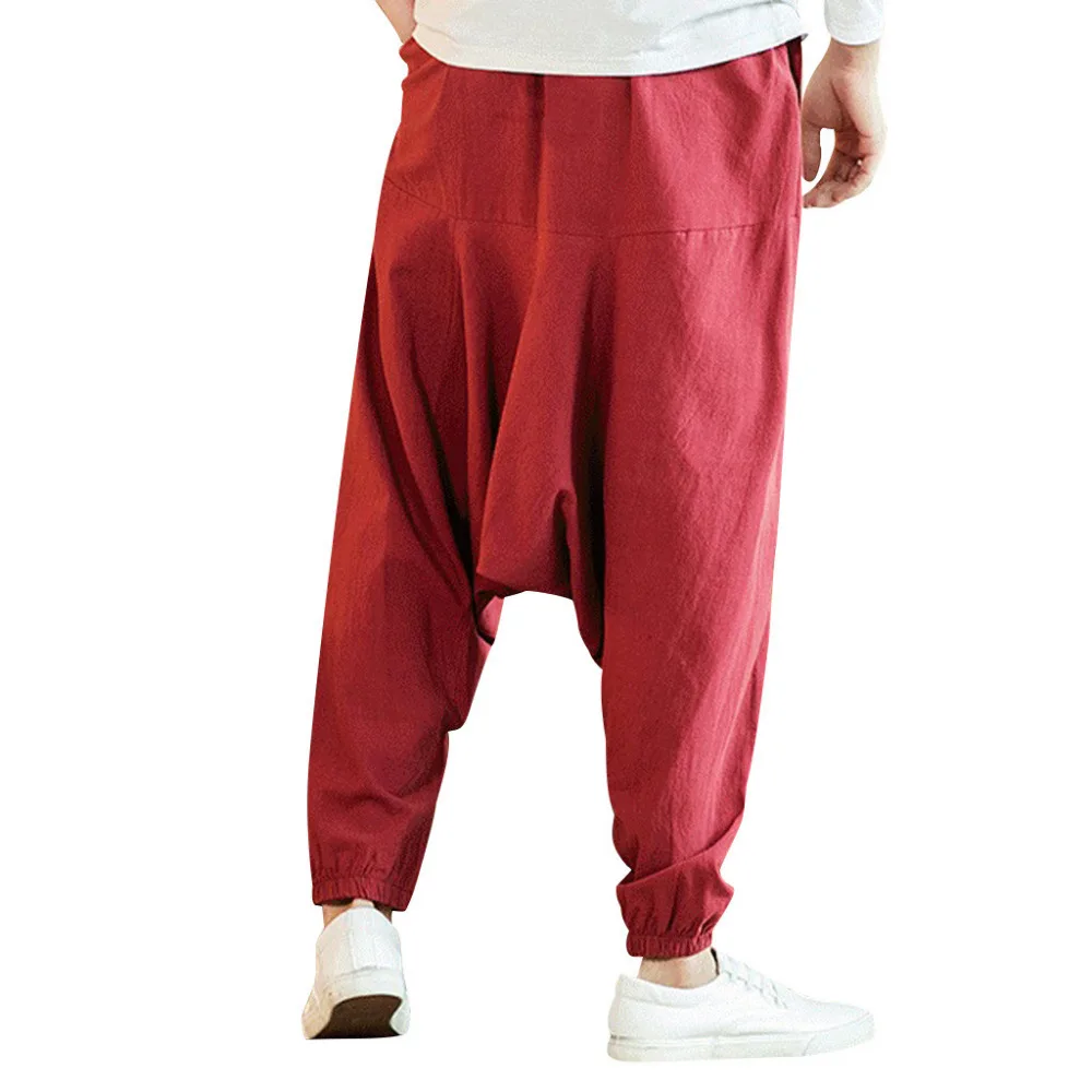 2019 men's casual fashion harem pants loose solid color hip hop style cotton trousers jogging pants outdoor sports pants  4 (7)