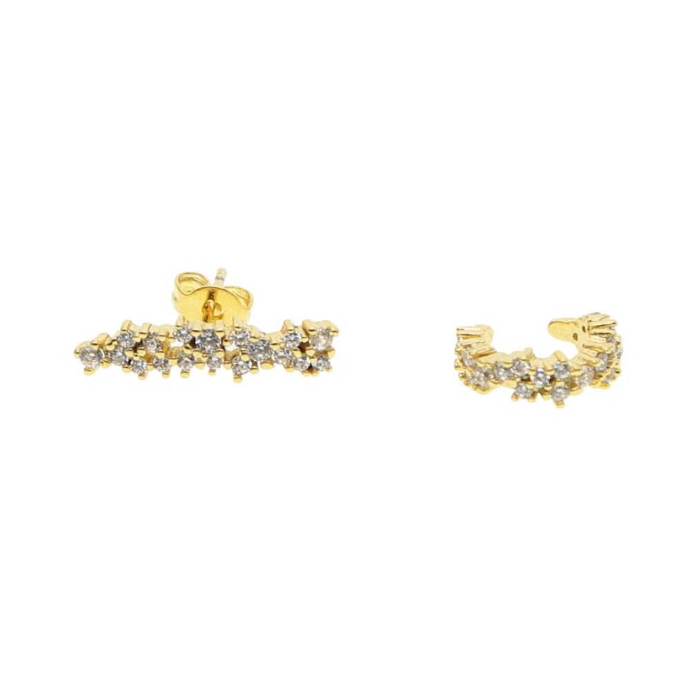 

Romantic gold color dainty cz mini earring Asymmetry Stud Earrings for Girls Kids Daughter Friend cute minimalist cz earring