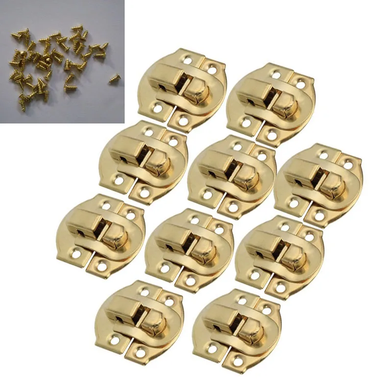 Superior Furniture Improvement Hardware Accessories 10Pcs Antique Box Buckles Shiny Surface Bronze Tone Packaging Hasps Sets