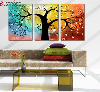 

CLSTROSE Rushed Cuadros Quadros De Parede Abstract Still Life 3 Panel Wall Art Tree Picture Canvas Paintings For Living Room