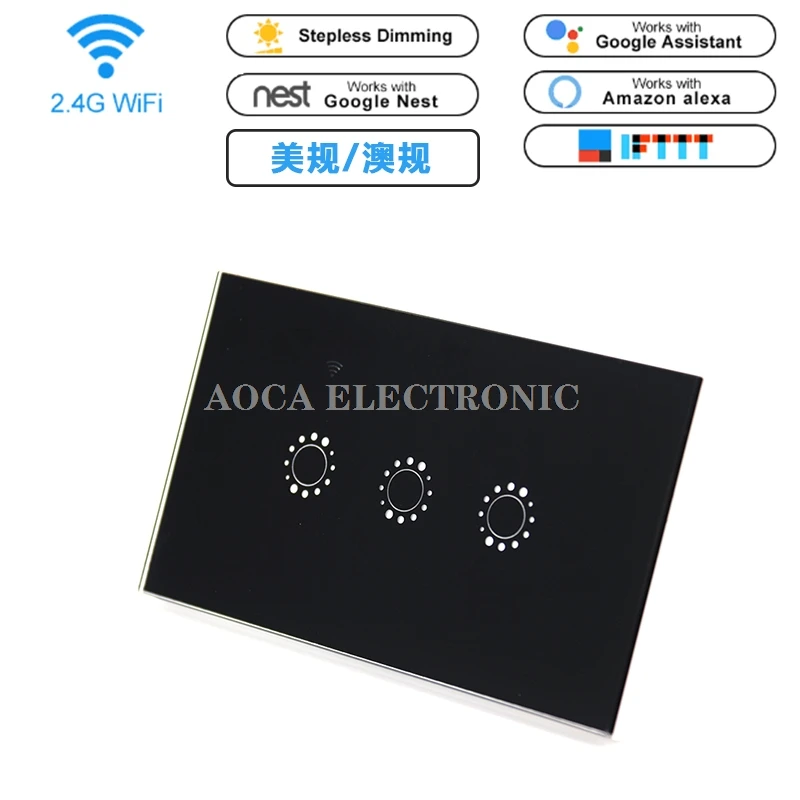 

Wi-Fi RF Smart Touch Switch Wall Light Panel Wireless Intelligence Timing&Remote Control APP Work with Alexa Google Home US Type