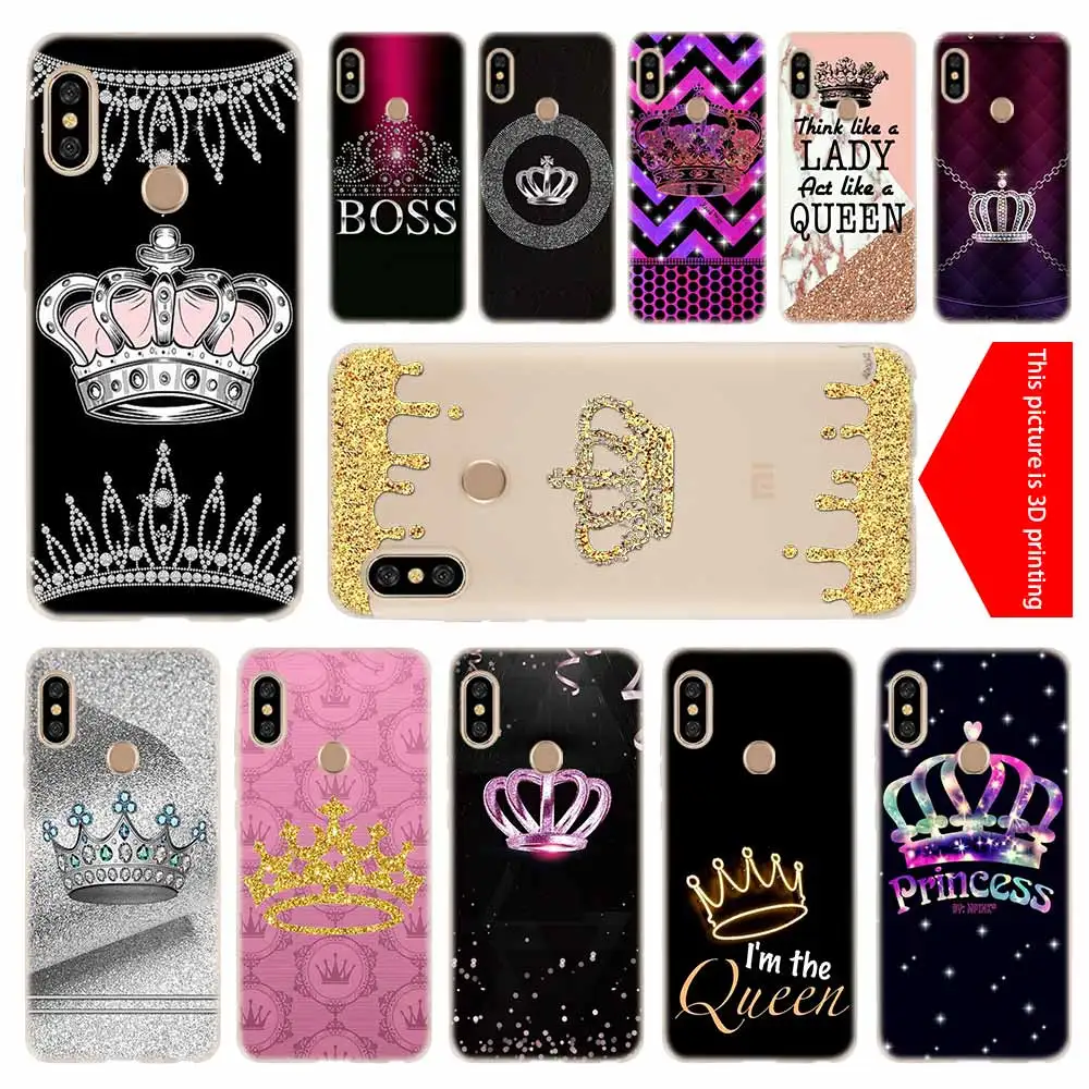 buy black crown PRINCESS Queen boss crown king cover Silicone Case For Xiaomi Redmi 3 4X 4a 5 Plus 5a S2 6a 6 Pro Note 5 6 4 3 5a
