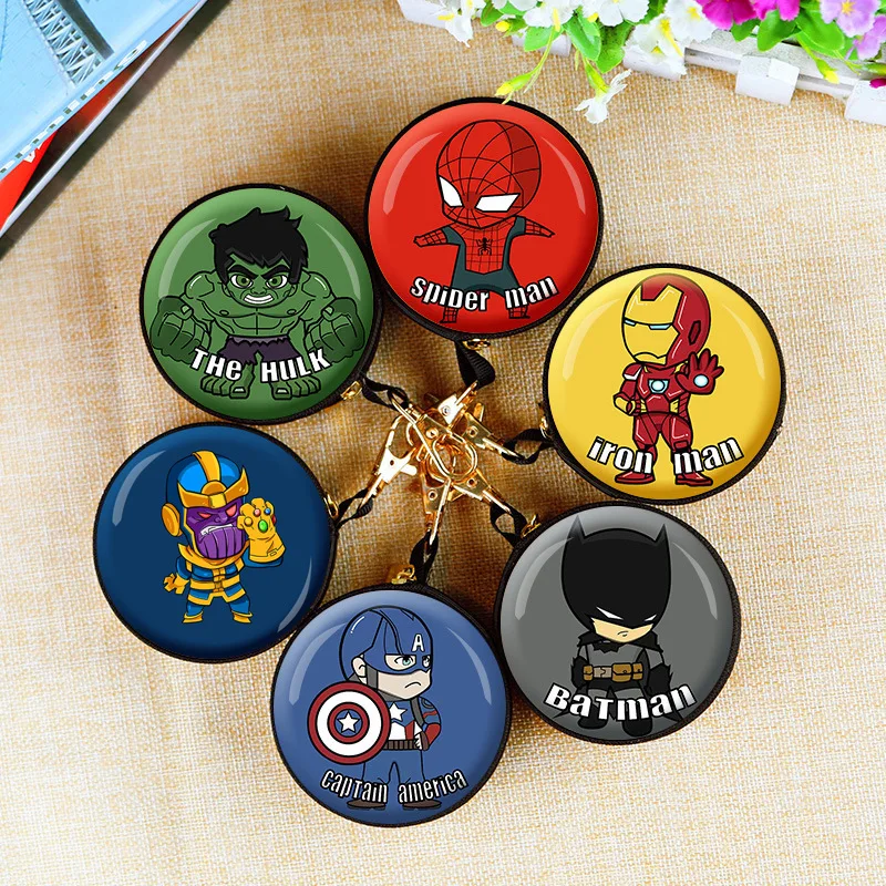 

The Avengers Coin Purse Children Toys Wallets Superman Iron man Spiderman Captain America Headphone Keychain Storage Bag