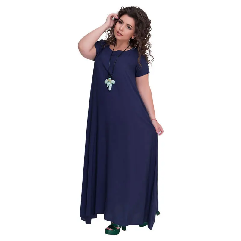 Zmvkgsoa Women Maxi Dress Summer Plus Size Robe Femme Short Sleeve