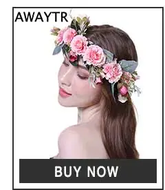 AWAYTR 1 PC Handmade Woman Girls Artificial Flower Headband Party Wedding Fabric Flower Wreath Hair Turquoise Flower Crown