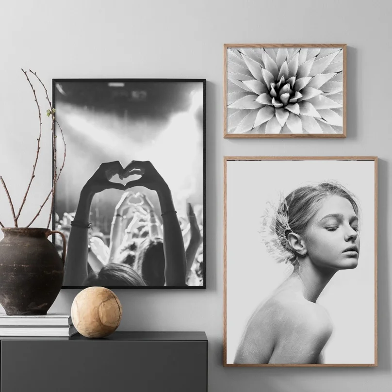 

Girl Agave Plant Leaf Sea Hand Wild Yak Wall Art Canvas Painting Nordic Posters And Prints Wall Pictures For Living Room Decor