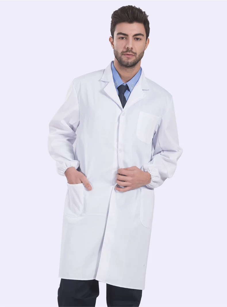 Человек лаборатории больницы пальто унисекс большой размер лаборатории униформы Белый Длинные рукава медицинская одежда