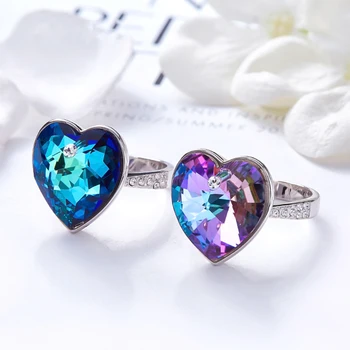 

BAFFIN Women Finger Wedding Jewelry Crystals From SWAROVSKI Maxi Heart Ring Luxury Romantic Wedding Silver Color Joyas Gifts