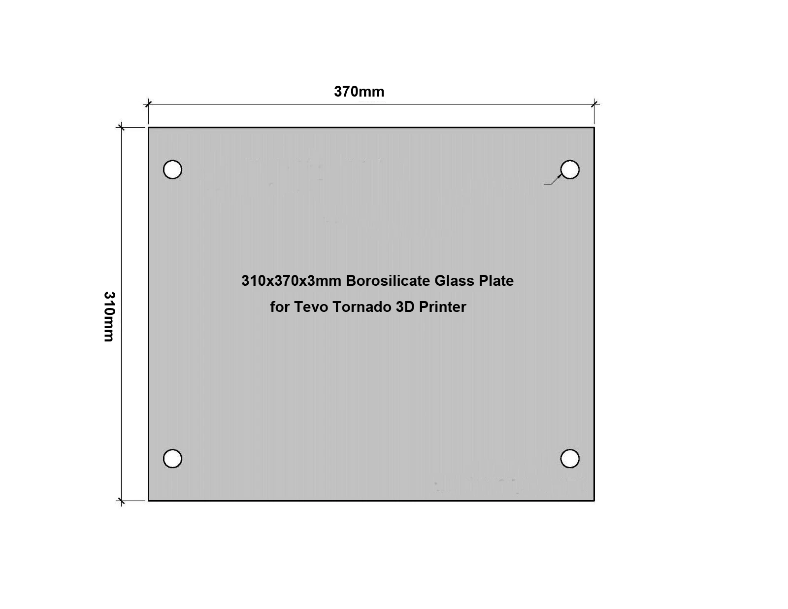 310 мм x 370x3 мм пластина из боросиликатного стекла/кровать с винтовыми отверстиями для 3d принтера Tevo Tornado(310x370x3 мм