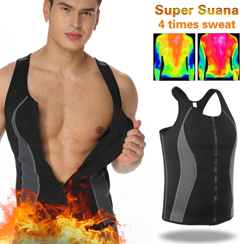 

Men's Neoprene Body Shaper Workout Tank Tops Promote Sweat Slimming Shapewear Male Waist Trainer Thermo Vest Shapers Corset